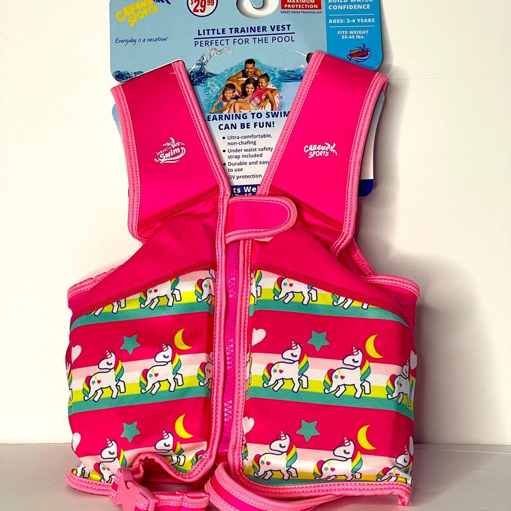 Cabana Sports Little Trainer Vest Pink unicorn Fit 33-45 lbs